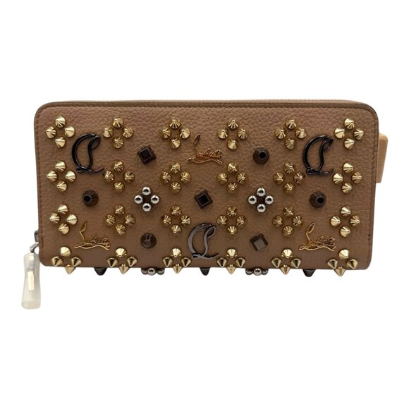 NWT Christian Louboutin Panettone Spiked Calfskin Wallet – Taupe - Picture 2 of 11